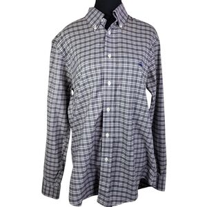 Brooks Brothers Men's Brown Plaid No Iron Button-Down Shirt Size Med